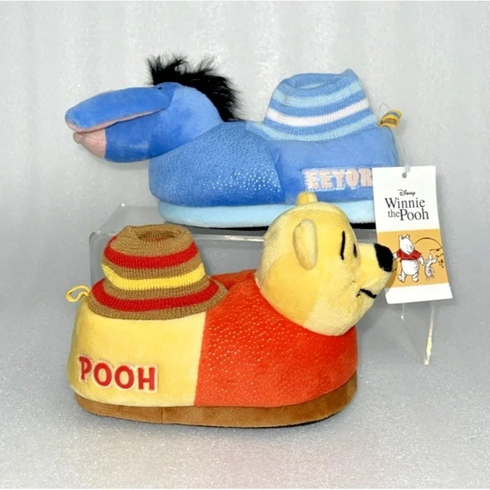Disney Winnie The Pooh &‎ Eeyore Character Slippers Toddler Size 7/8 NEW